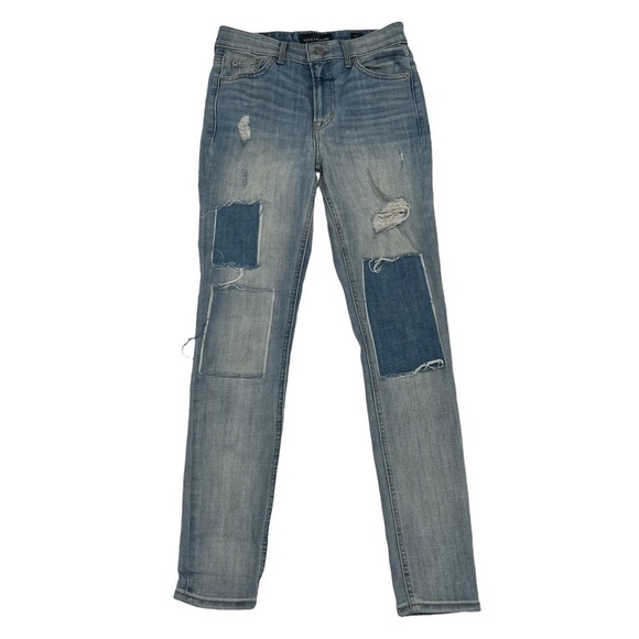 Lucky Brand Bridgette High Rise Skinny Patch Distressed Jeans Size 0 Women’s - Picture 1 of 9